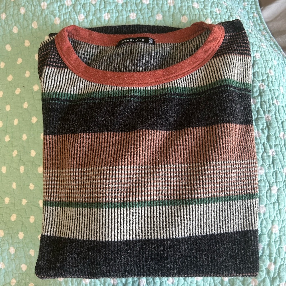 Staccato sweater mute tone stripes long sleeves Sz S
